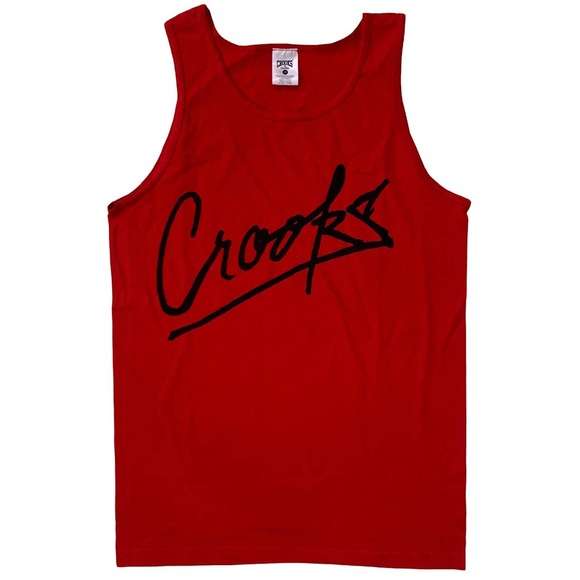 Crooks & Castles Other - Crooks & Castles Men's Hand Script Logo Tank Top Tee T-Shirt - Red